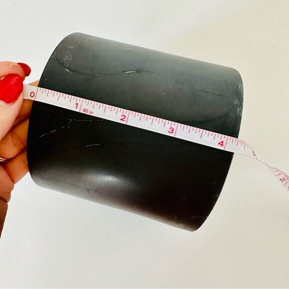 VINTAGE Black Matte Ceramic Plant Pot Decorative Vase Cylinder Circle 4" - Picture 6 of 8